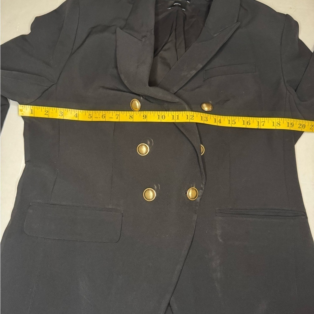 EXPRESS BLACK EDITOR DOUBLE BREASTED NOVELTY BUTTON BLAZER SZ Large. - Picture 8 of 12